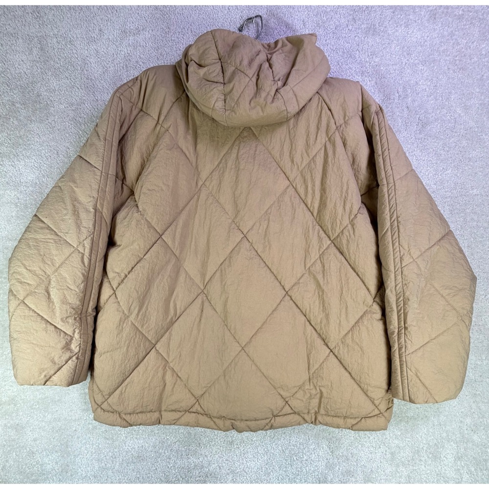 Madewell Holland Quilted Puffer Parka Womens XXL Toasted‎ Sesame Tan Hooded Flaw - Picture 3 of 15